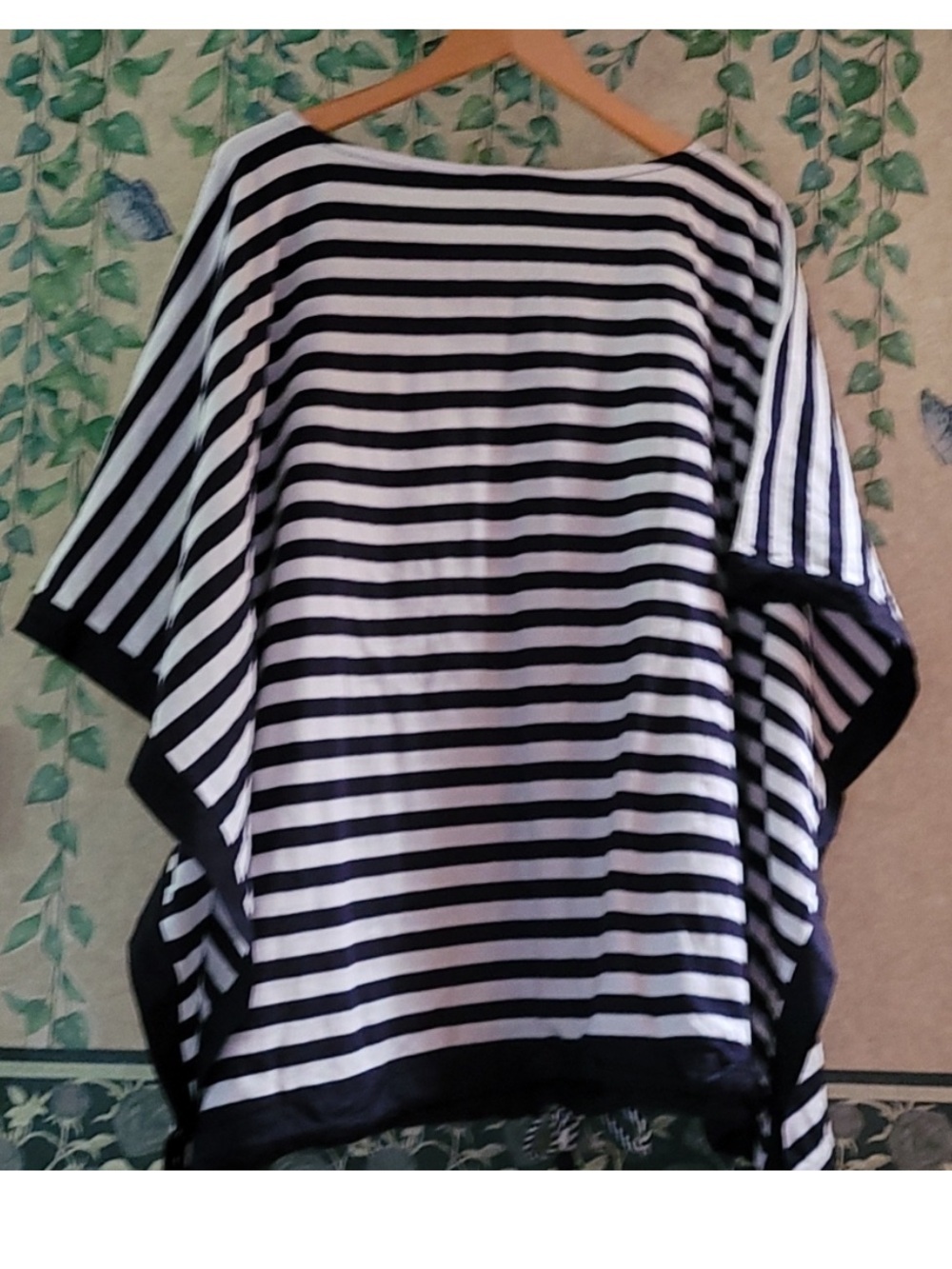 NWT Talbots nautical navy blue and white stripes poncho blouse - Picture 2 of 11